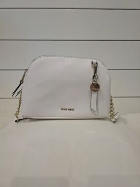 Nine West White Chain-Accent Crossbody Bag